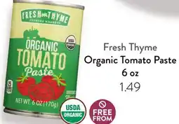 Fresh Thyme Fresh Thyme Organic Tomato Paste offer