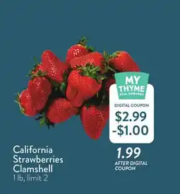 Fresh Thyme California Strawberries Clamshell offer