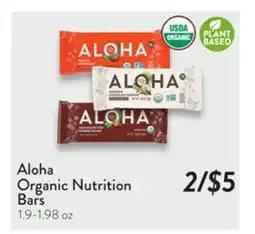 Fresh Thyme Aloha Organic Nutrition Bars offer