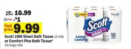 Meijer Scott 1000 Sheet Bath Tissue or Comfort Plus Bath Tissue offer