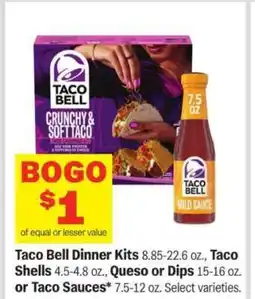 Meijer Taco Bell Dinner Kits, Taco Shells, Queso or Dips, or Taco Sauces offer