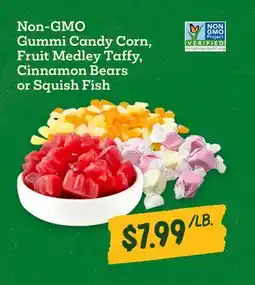 Sprouts Farmers Market Non-GMO Gummi Candy Corn, Fruit Medley Taffy, Cinnamon Bears or Squish Fish offer
