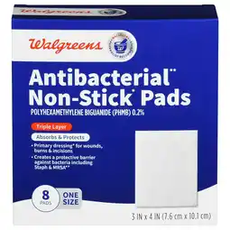 Walgreens Antibacterial Non-Stick Pads 3 in x 4 in offer