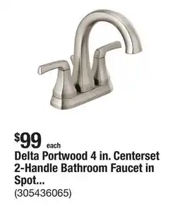 The Home Depot Delta Portwood 4 in. Centerset 2-Handle Bathroom Faucet in SpotShield Brushed Nickel offer