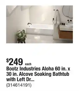 The Home Depot Bootz Industries Aloha 60 in. x 30 in. Alcove Soaking Bathtub with Left Drain in White offer