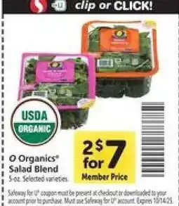 Safeway O Organics Salad Blend offer