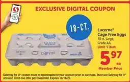 Safeway Lucerne Cage Free Eggs offer