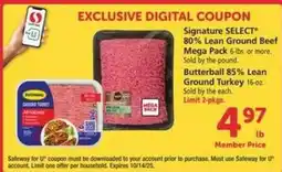Safeway Butterball 85% Lean Ground Turkey offer