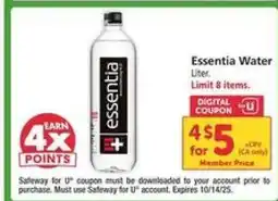 Safeway essentia Water offer