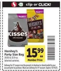 Safeway Hershey's Party Size Bag offer