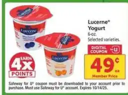 Safeway Lucerne Yogurt offer