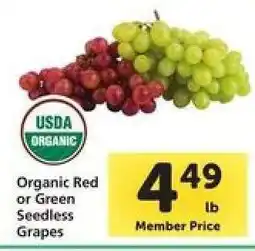 Safeway Organic Red or Green Seedless Grapes offer
