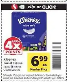 Safeway Kleenex Facial Tissue offer