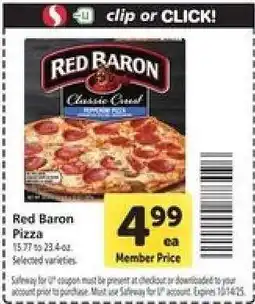 Safeway Red Baron Pizza offer