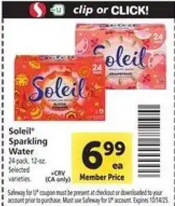 Safeway Soleil Sparkling Water offer