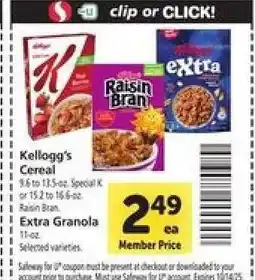 Safeway Kellogg's Cereal offer