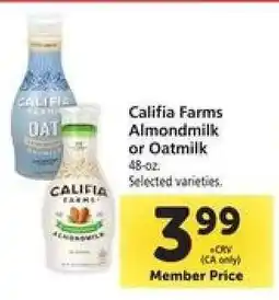 Safeway Califia Farms Almondmilk, or Oatmilk offer