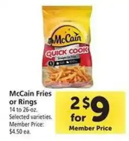 Safeway McCain Fries or Rings offer