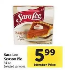 Safeway Sara Lee Season Pie offer