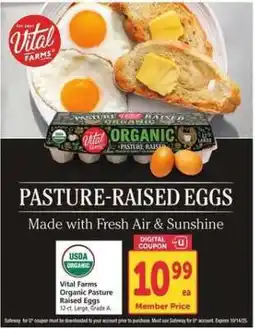 Safeway Vital Farms Organic Pasture Raised Eggs offer