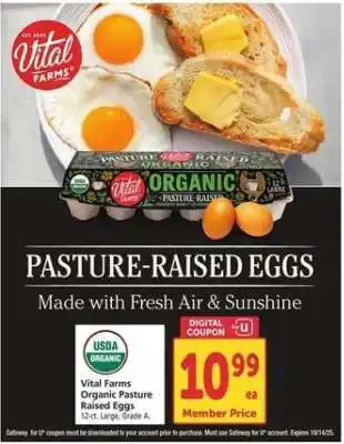 Safeway Vital Farms Organic Pasture Raised Eggs offer