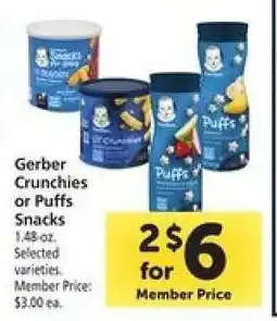 Safeway Gerber Crunchies or Puffs Snacks offer
