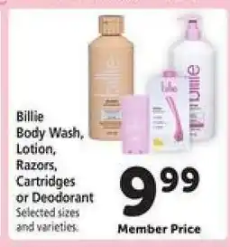 Safeway Billie Body Wash, Lotion, Razors, Cartridges or Deodorant offer