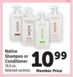 Safeway Native Shampoo or Conditioner offer