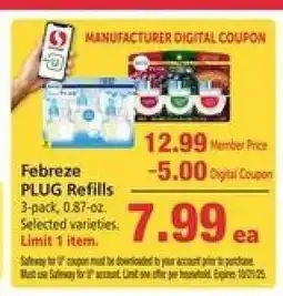 Safeway Febreze Plug Refills offer