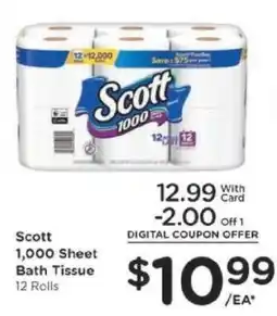 Kroger Scott 1,000 Sheet Bath Tissue offer