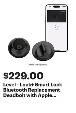 Best Buy Level - Lock+ Smart Lock Bluetooth Replacement Deadbolt with Apple HomeKey/App/Key - Matte Black offer