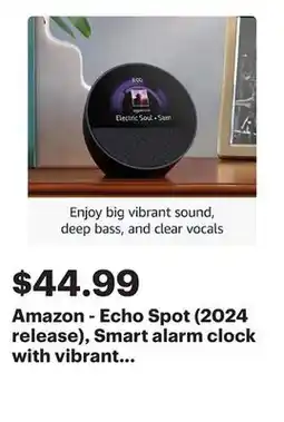 Best Buy Amazon - Echo Spot (2024 release), Smart alarm clock with vibrant sound and Alexa - Black offer