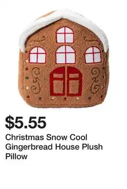 Five Below Christmas Snow Cool Gingerbread House Plush Pillow offer