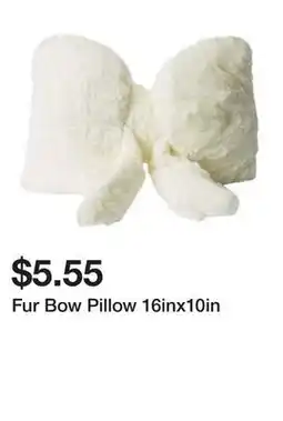 Five Below Fur Bow Pillow 16inx10in offer