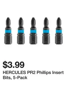 Harbor Freight Tools HERCULES PR2 Phillips Insert Bits, 5-Pack offer