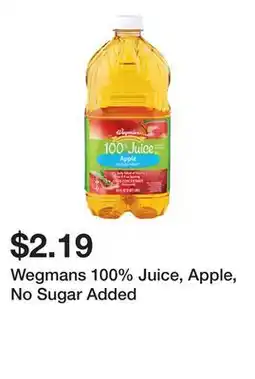 Wegmans Wegmans 100% Juice, Apple, No Sugar Added offer