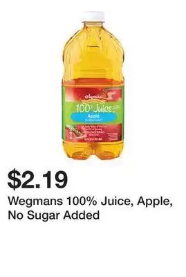 Wegmans Wegmans 100% Juice, Apple, No Sugar Added offer