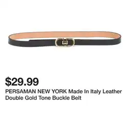Marshalls PERSAMAN NEW YORK Made In Italy Leather Double Gold Tone Buckle Belt offer