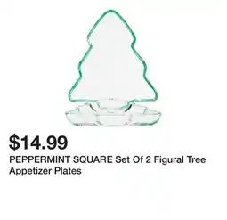 Marshalls PEPPERMINT SQUARE Set Of 2 Figural Tree Appetizer Plates offer