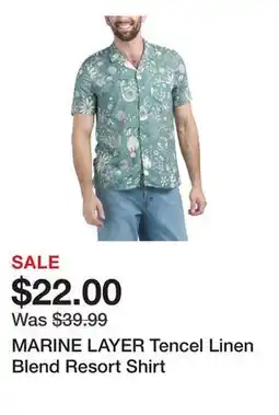 Marshalls MARINE LAYER Tencel Linen Blend Resort Shirt offer