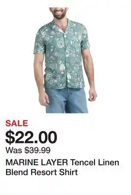 Marshalls MARINE LAYER Tencel Linen Blend Resort Shirt offer