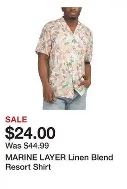 Marshalls MARINE LAYER Linen Blend Resort Shirt offer