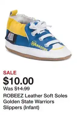 Marshalls ROBEEZ Leather Soft Soles Golden State Warriors Slippers (Infant) offer
