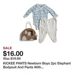 Marshalls KICKEE PANTS Newborn Boys 2pc Elephant Bodysuit And Pants With Elephant Gift Box offer
