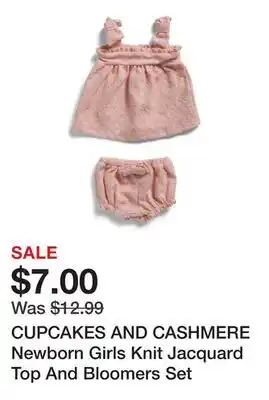 Marshalls CUPCAKES AND CASHMERE Newborn Girls Knit Jacquard Top And Bloomers Set offer