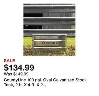 Tractor Supply Company CountyLine 100 gal. Oval Galvanized Stock Tank, 2 ft. X 4 ft. X 2 ft., WT224CL offer