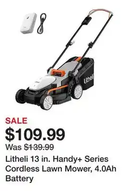 Tractor Supply Company Litheli 13 in. Handy+ Series Cordless Lawn Mower, 4.0Ah Battery offer