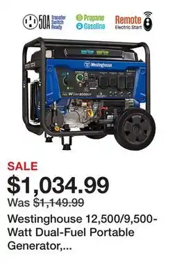 Tractor Supply Company Westinghouse 12,500/9,500-Watt Dual-Fuel Portable Generator, Electric Start, Transfer Switch Ready offer