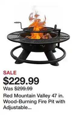 Tractor Supply Company Red Mountain Valley 47 in. Wood-Burning Fire Pit with Adjustable BBQ Grate, Deer Head offer
