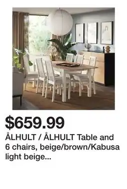 Ikea ÅLHULT / ÅLHULT Table and 6 chairs, beige/brown/Kabusa light beige beige offer